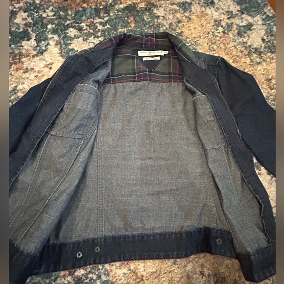 Tommy Hilfiger Dark Blue Jean Jacket with Plaid Accents - Picture 10 of 15